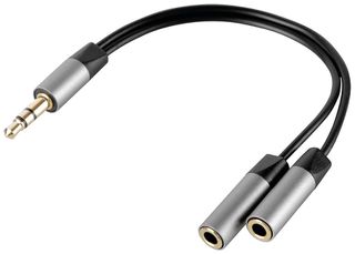 ΚΑΛΩΔΙΟ ΗΧΟΥ JACK 3,5mm 10cm ΑΠΟ ΜΟΝΟ ΑΡΣΕΝΙΚΟ ΣΕ ΔΙΠΛΟ ΘΗΛΥΚΟ AUX SPLITTER SILVER LINE