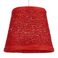Boho κρεμαστό φωτιστικό PLAYROOM μονόφωτο κόκκινο ξύλινο ψάθινο rattan Φ32 x Υ27cm 1 x E27 AC 220-240V