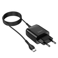 Φορτιστής τοίχου HOCO N2 μονό USB μαζί με καλώδιο Type-C 10.5W - Μαύρο