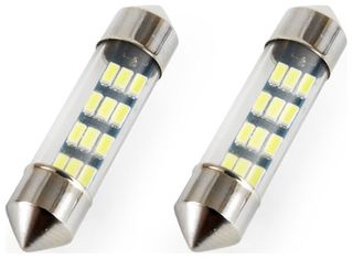ΛΑΜΠΑΚΙΑ ΠΛΑΦΟΝΙΕΡΑΣ STANDARD FESTOON C5W 36mm - 12V - 0,5W - 5600K - 12LED (ΛΕΥΚΟ/ΨΥΧΡΟ) AMiO - 2 ΤΕΜ.