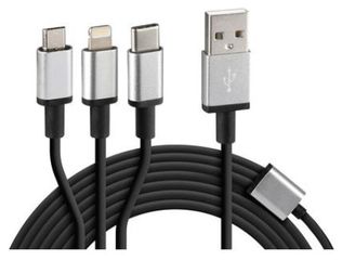 ΚΑΛΩΔΙΟ USB ΦΟΡΤΙΣΗΣ CERBERO 100 cm (3 ΑΝΤΑΠΤΟΡΕΣ TYPE C/APPLE/MICRO USB - 8 PIN) SILVER LINE