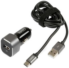 ΦΟΡΤΙΣΤΗΣ ΑΝΑΠΤΗΡΑ 12/24V ΜΕ 1 USB TYPE-C 3000mA ΜΕ ΚΑΛΩΔΙΟ 100cm FAST CHARGER SILVER LINE