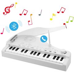 Μίνι Παιδικό Bluetooth Πιάνο Πολυλειτουργικό - Ηχείο & LED Φωτιστικό Αφής - Mini Bluetooth Audio Night Light Piano Λευκό