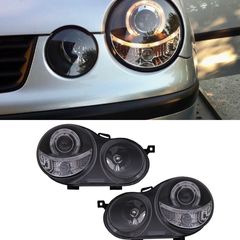 ΦΑΝΑΡΙΑ ΕΜΠΡΟΣ VW Polo 9N (11.2001-04.2005) Black Angel Eyes Headlights Halo Rims