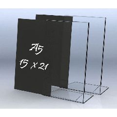 Κιτ σήμανσης "L" 1όψης A5 10x21cm εντυποθήκη Plexiglass με μαύρη κάρτα σε συσκευασία 2 τμχ