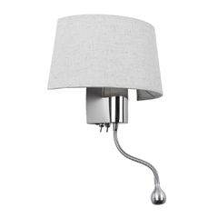 Φωτιστικό απλίκα Elegant επιτοίχιο με LED Βραχίονα δίφωτο 1 x E27 IP20 λευκό ύφασμα με ασημί μέταλλο Μ26.5 x Π15 x Υ43cm