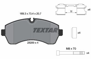 Σετ τακάκια, δισκόφρενα TEXTAR 2920002 Mercedes-Benz Sprinter Bus 1800cc 156ps 2008- (0044206820,0044208220,0054205320,2E0698151A,2E0698151C)
