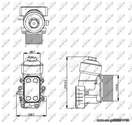 Ψυγείο λαδιού, λάδι κινητήρα NRF 31355 Audi A3 SportBack 2000cc TDI Quattro 170ps 2006-2013 (03L115389B,03L115389C,03L115389G,03L115389H,03L117021B)