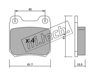 Σετ τακάκια, δισκόφρενα fri.tech. 2840 Opel Vectra B HatchBack 2000cc DTI 16Valves 101ps 1997-2003 (1605005,1605047,1605687,1605799,1605879)