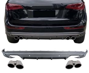 ΠΙΣΩ ΣΠΟΙΛΕΡ Rear Bumper Valance Diffuser with Exhaust Muffler Tips Audi Q5 8R (2009-2016) Platinum Grey Chrome.