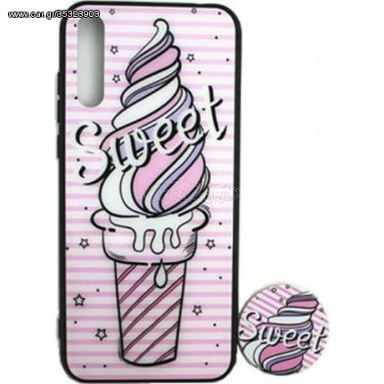 GlassCase ΘΗΚΗ ΠΛΑΤΗΣ ΜΕ POP HOLDER για IPHONE X- Sweet