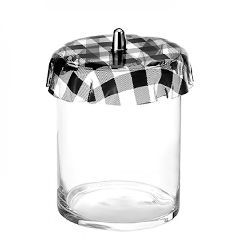 Γυάλα Φ15x30Υ κύλινδρος με Plexiglass καρώ καπάκι σε μαύρο χρώμα