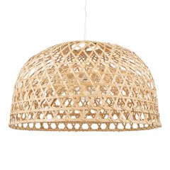 Boho κρεμαστό φωτιστικό MANGEA καφέ ξύλινο Bamboo Φ100 μονόφωτο για λάμπα με ντουί Ε27