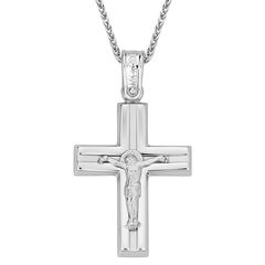 Σταυρός Ανδρικός με Εσταυρωμένο σε Λευκό Χρυσό Κ14 / MENEKOU / ST_16375L