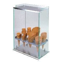 Βιτρίνα Plexiglass 10 θέσεων για χωνάκια με ανοξείδωτη βάση & καπάκι