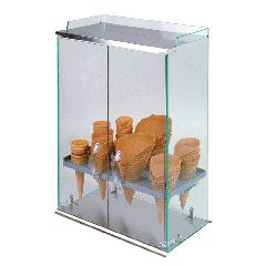 Βιτρίνα Plexiglass 10 θέσεων για χωνάκια με ανοξείδωτη βάση & καπάκι