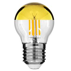 GLOBOSTAR® SPHERE 99106 Λάμπα E27 G45 LED 4W 420lm 320° AC 220-240V IP20 Ultra Θερμό Λευκό 2200K Dimmable - Filament Chip - Διάφανο με Χρυσό Ανεστραμμένο Καθρέπτη - Μ4.5 x Π4.5 x Υ7.7cm - 3 Χρόνια Εγγ