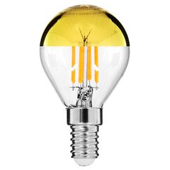 GLOBOSTAR® SPHERE 99105 Λάμπα E14 G45 LED 4W 420lm 320° AC 220-240V IP20 Ultra Θερμό Λευκό 2200K Dimmable - Filament Chip - Διάφανο με Χρυσό Ανεστραμμένο Καθρέπτη - Μ4.5 x Π4.5 x Υ8.1cm - 3 Χρόνια Εγγ