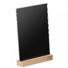 Εντυποθήκη Α5 15x21cm Plexiglass με μαύρη κάρτα και βάση μασίφ ξύλο