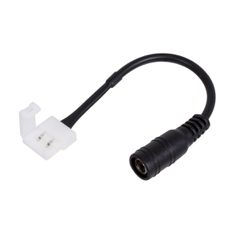 Ταχυσύνδεσμος για μονόχρωμη ταινία LED 10mm σε DC Jack 5.5x2.1mm θηλυκό σύνδεσμο IP20 STRIPCON λευκός 15x1.2x1.2cm