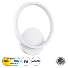 Μοντέρνο φωτιστικό τοίχου LED kelvo® TED 9W 1080lm 300° AC 220-240V IP20 ρυθμιζόμενο λευκό CCT με εναλλαγή χρωμάτων 2700K/4500K/6000K λευκό ματ 20x5.5x23cm