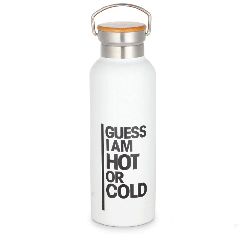 Θερμός Guess με ξύλινο καπάκι χωρητικότητας 500ml σε χρώμα λευκό