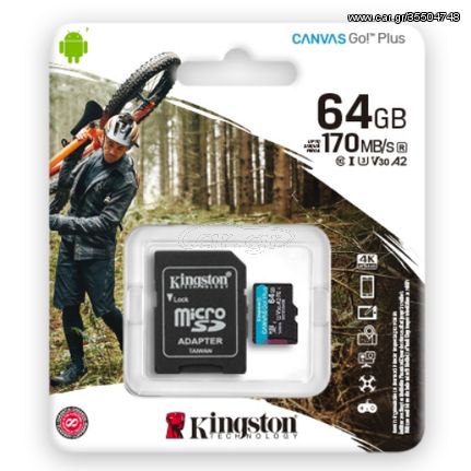 Kingston Canvas Go! Plus microSDXC Class 10 U3 V10 A2 SDCG3/64GB