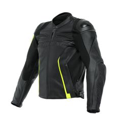 VR46 CURB LEATHER JACKET DAINESE BLACK/FLUO-YELLOW