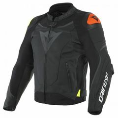 VR46 VICTORY LEATHER JACKET BLK/FLUO-YELLOW
