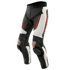 ALPHA PERF. LEATHER PANTS WHITE/BLACK/FLUO-RED