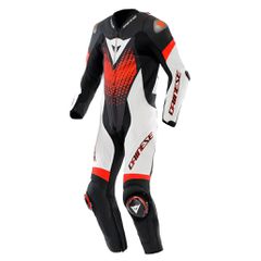 LAGUNA SECA 6 PERF 1PC LEATHER SUIT BLACK/WHITE/RED-FLUO