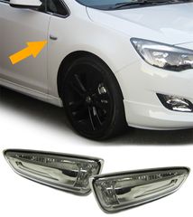 Σετ Πλαϊνά φλας LED ζευγάρι βελτίωσης tuning   Πλαϊνή ένδειξη μαύρο διαφανές γυαλί για το Opel Astra J από το 2010
