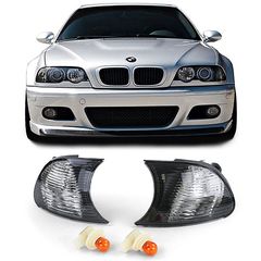 Σετ Πλαϊνά φλας LED ζευγάρι βελτίωσης tuning 2 τεμάχια κρυστάλλων μαύρου smoke για BMW 3-σειρά E46 Coupe Cabrio 98-01