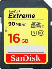 SanDisk SDHC/SDXC Extreme 90MB/s V30 UHS-I U3 - 16 GB