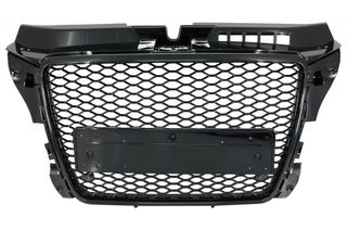 ΜΑΣΚΑ - ΓΡΥΛΛΙΑ  - Badgeless Front Grille suitable for AUDI A3 8P Facelift (2007-2012) RS Design Honeycomb Piano Black Grille With PDC Covers