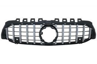 ΜΑΣΚA - ΓΡΥΛΛΙΑ  - Central Grille suitable for Mercedes A-Class W177 Hatchback /  V177 Sedan (04.2018-) GT-R Panamericana Design Black / Chrome