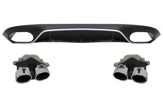 ΣΠΟΙΛΕΡ ΠΙΣΩ  - Rear Diffuser & Exhaust Tips suitable for Mercedes E-Class C238 A238 AMG Sport Line Coupe Cabrio (2016+) E53 Design Silver Edition