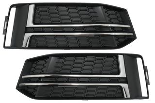 ΜΑΣΚΑ - ΓΡΥΛΛΙΕΣ  - Bumper Lower Grille Covers Side Grilles suitable for Audi A4 B9 Sedan Avant (2016-2018) S-Line Silver Edition
