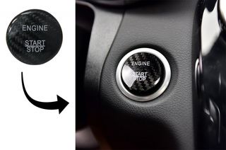 ΑΥΤΟΚΟΛΛΗΤΑ  - Car Engine Start Button Cover Interior Decoration suitable for MERCEDES A-Class W176 (2012-2017) B-Class W246 (2012-2017) C-Class W205 (2015-2017) W204 (2008-2014) Real Carbon