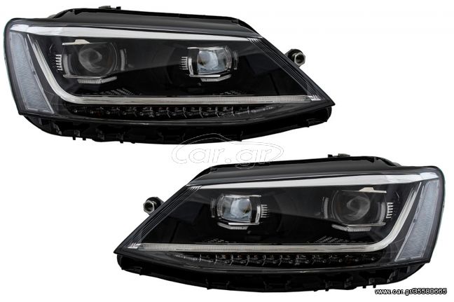 ΕΜΠΡΟΣ ΦΑΝΑΡΙΑ  - Headlights LED DRL suitable for VW Jetta Mk6 VI (2011-2017) Dynamic Turn Light Xenon Matrix Design