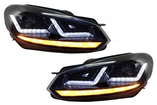 ΕΜΠΡΟΣ ΦΑΝΑΡΙΑ  - Osram Xenon Upgrade Headlights LEDriving suitable for VW Golf 6 VI (2008-2012) Black LED Dynamic Sequential Turning Lights