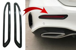 ΑΝΑΚΛΑΣΤΙΚΑ ΠΡΟΦΥΛΑΚΤΗΡΑ  - Rear Bumper Reflectors Frame Trim Cover Stickers Decal suitable for Mercedes A-Class V177 Sedan AMG Line (2018-Up) Carbon