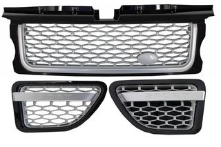 ΜΑΣΚA - ΓΡΥΛΛΙΑ  - Central Grille and Side Vents Assembly suitable for Land ROVER Range ROVER Sport (2005-2008) L320 Autobiography Look Black Silver Edition