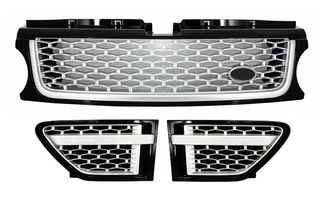 ΜΑΣΚA - ΓΡΥΛΛΙΑ  - Central Grille and Side Vents Assembly suitable for Land ROVER Range ROVER Sport Facelift (2009-2013) L320 Autobiography Look Black Silver Edition