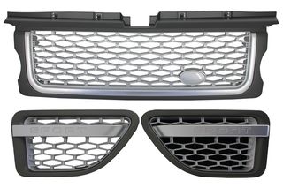 ΜΑΣΚA - ΓΡΥΛΛΙΑ  - Central Grille and Side Vents Assembly suitable for Land ROVER Range ROVER Sport (2005-2008) L320 Autobiography Look Silver Edition