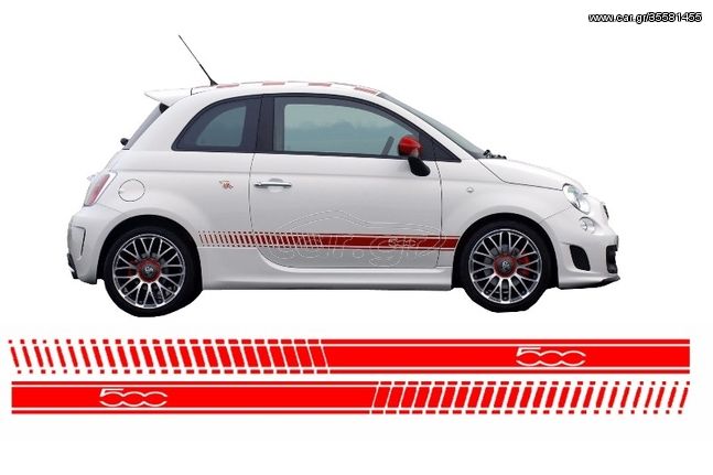 ΑΥΤΟΚΟΛΛΗΤΑ  - Side Decals Sticker Vinyl Red suitable for FIAT 500 (2007+)