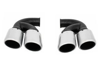 ΜΠΟΥΚΕΣ ΕΞΑΤΜΙΣΗΣ  - Exhaust Muffler Tips suitable for Porsche Cayenne 92A V6 V8 Petrol (05.2010-09.2014) GTS Design Silver