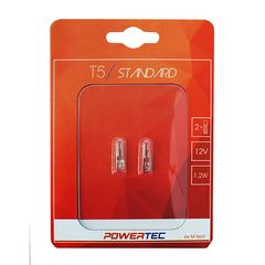 T5 12V 1,2W W2x4,6d (ΚΑΡΦΩΤΟ ΑΚΑΛΥΚΟ) POWERTEC STANDARD ΑΛΟΓΟΝΟΥ 2ΤΕΜ.