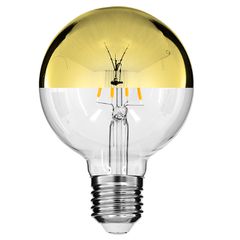 GLOBOSTAR® BUBBLE 99108 Λάμπα E27 G80 LED 4W 400lm 320° AC 220-240V IP20 Ultra Θερμό Λευκό 2200K Dimmable - Filament Chip - Διάφανο με Χρυσό Ανεστραμμένο Καθρέπτη - Μ8 x Π8 x Υ12.5cm - 3 Χρόνια Εγγύησ