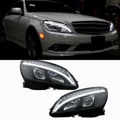 ΦΑΝΑΡΙΑ ΕΜΠΡΟΣ Headlights LED Tube Light Mercedes C-Class W204 (2007-2010) Black with Dynamic Turn Signals
